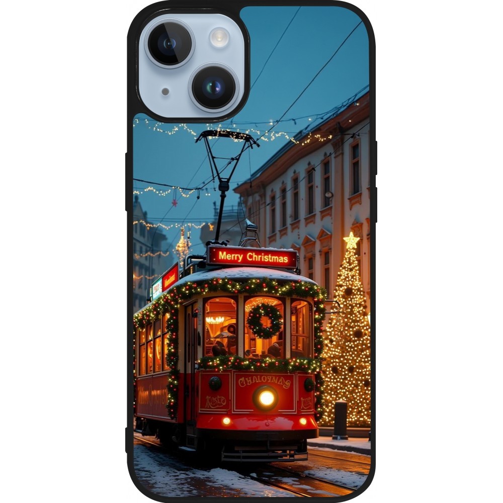 iPhone 15 Case Hülle - Silikon schwarz Christmas 25 Xmas Train