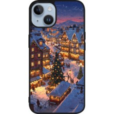 iPhone 15 Case Hülle - Silikon schwarz Christmas 25 Xmas Village