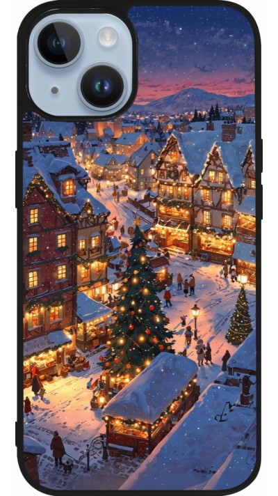 iPhone 15 Case Hülle - Silikon schwarz Christmas 25 Xmas Village
