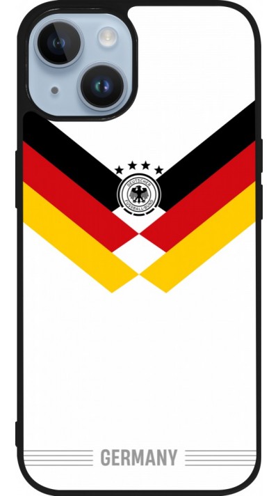 Coque iPhone 15 - Silicone rigide noir Maillot de football Allemagne 2026 personnalisable