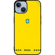 iPhone 15 Case Hülle - Silikon schwarz Brasilien 2026 personalisierbares Fussballtrikot