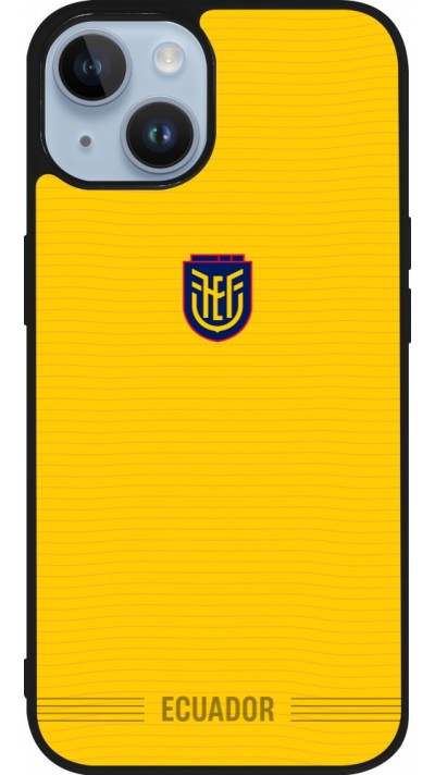 Coque iPhone 15 - Silicone rigide noir Maillot de football E?quateur 2026 personnalisable