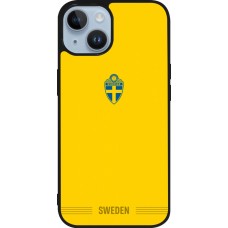iPhone 15 Case Hülle - Silikon schwarz Schweden 2026 personalisierbares Fussballtrikot