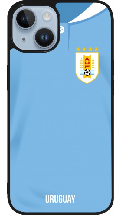 iPhone 15 Case Hülle - Silikon schwarz Uruguay 2022 personalisierbares Fussballtrikot
