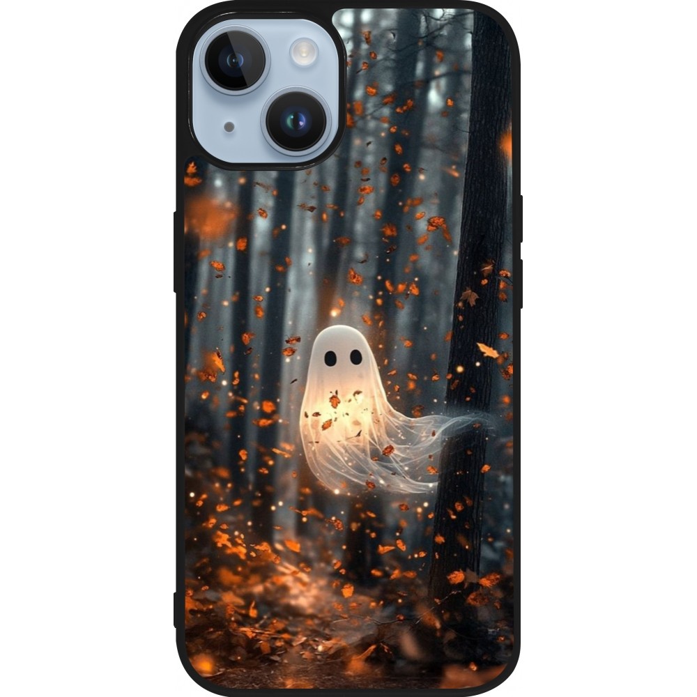 iPhone 15 Case Hülle - Silikon schwarz Halloween 2025 Ghost in the forest