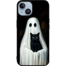 iPhone 15 Case Hülle - Silikon schwarz Halloween 2025 Ghost with black cat