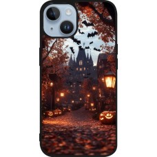 iPhone 15 Case Hülle - Silikon schwarz Halloween 2025 Haunted house