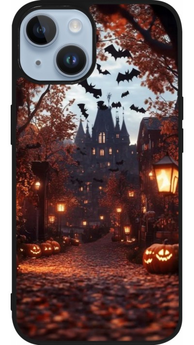 iPhone 15 Case Hülle - Silikon schwarz Halloween 2025 Haunted house