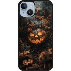 iPhone 15 Case Hülle - Silikon schwarz Halloween 2025 Pumpkin with flowers