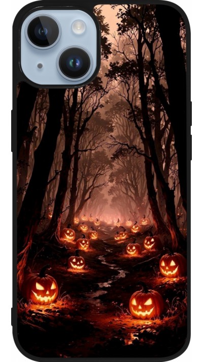 iPhone 15 Case Hülle - Silikon schwarz Halloween 2025 Road of Terrifying Pumpkins