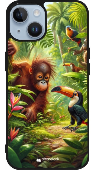 iPhone 15 Case Hülle - Silikon schwarz Tropischer Dschungel Tayrona