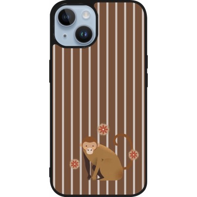 iPhone 15 Case Hülle - Silikon schwarz Monkey with stripes