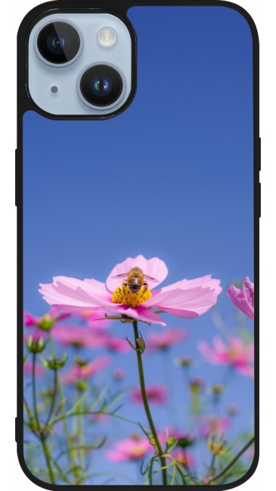 Coque iPhone 15 - Silicone rigide noir Bee on a flower Spring 2026