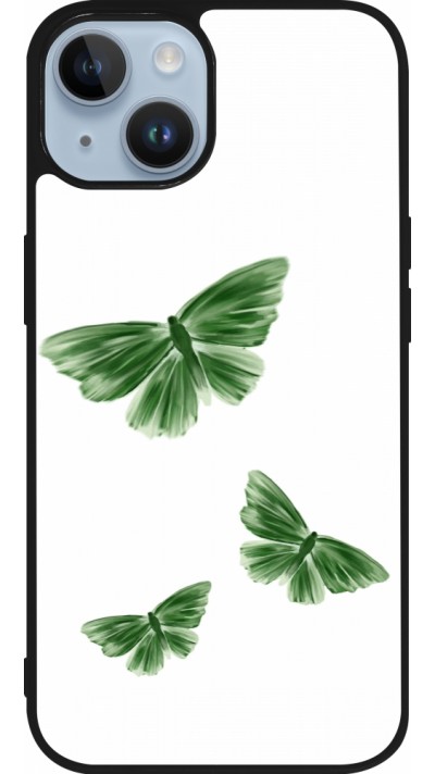 Coque iPhone 15 - Silicone rigide noir Butterflies Spring 2026