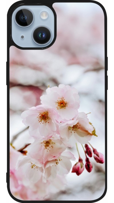 Coque iPhone 15 - Silicone rigide noir Cherry tree Spring 2026