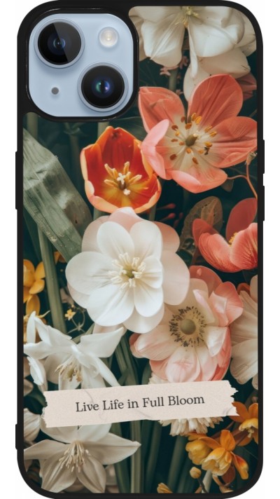 Coque iPhone 15 - Silicone rigide noir Full Bloom Spring 2026
