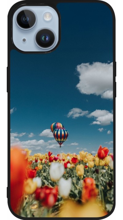 Coque iPhone 15 - Silicone rigide noir Hot air balloon Spring 2026