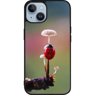 iPhone 15 Case Hülle - Silikon schwarz Ladybird on a mushroom Spring 2026