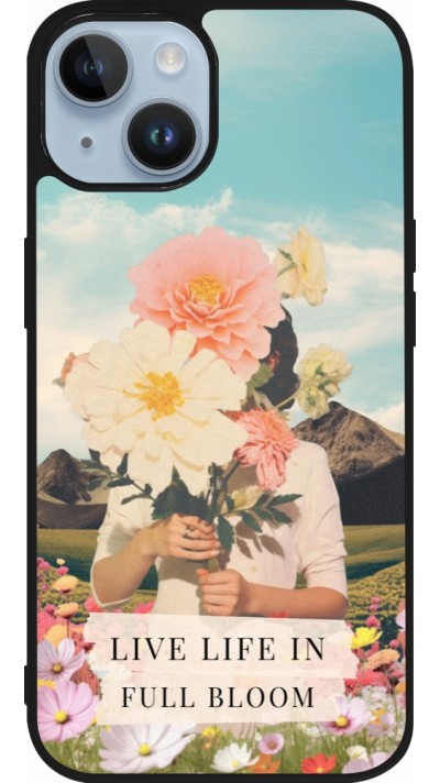 Coque iPhone 15 - Silicone rigide noir Live life in full moon Spring 2026