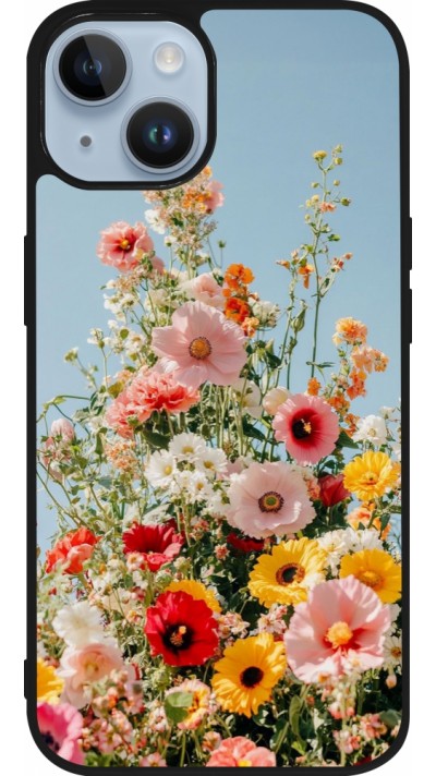 Coque iPhone 15 - Silicone rigide noir Spring flowers Spring 2026