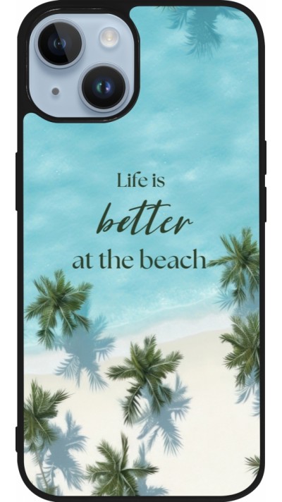 iPhone 15 Case Hülle - Silikon schwarz Summer 2025 Life is better at the beach