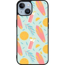 iPhone 15 Case Hülle - Silikon schwarz Summer 2025 Pattern citron
