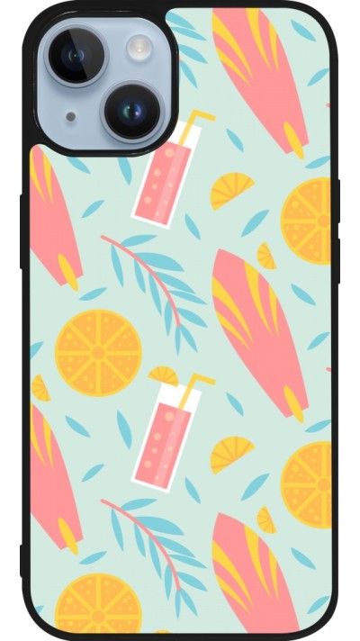 iPhone 15 Case Hülle - Silikon schwarz Summer 2025 Pattern citron