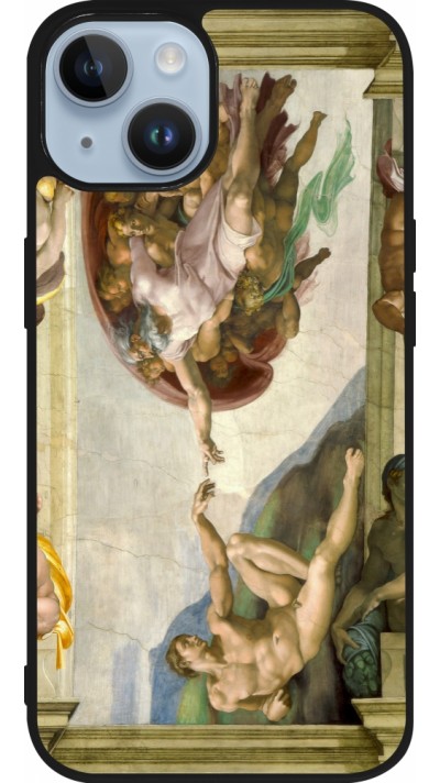 iPhone 15 Case Hülle - Silikon schwarz Kunstbild - Die Erschaffung Adams - Michelangelo