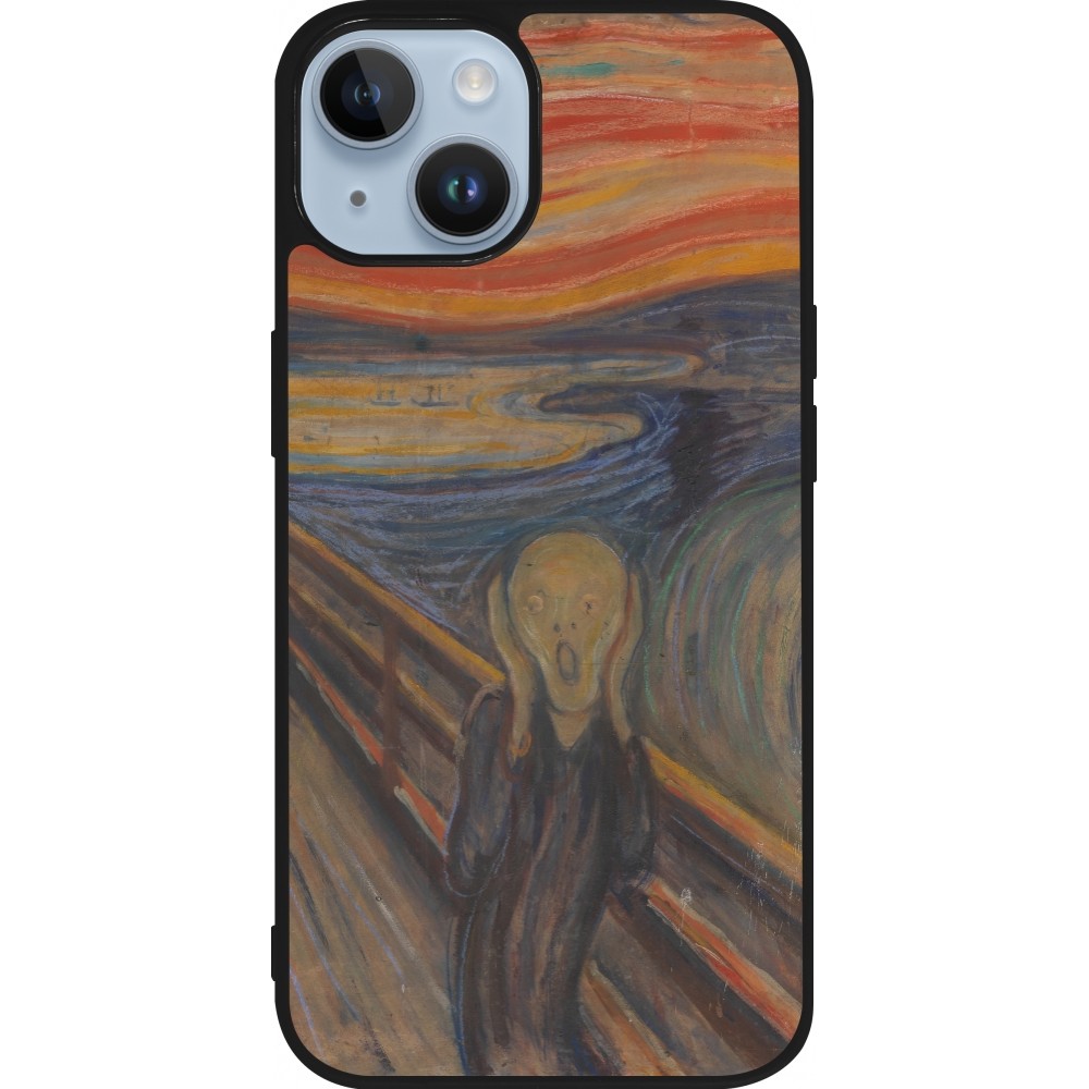 iPhone 15 Case Hülle - Silikon schwarz Kunstbild - Der Schrei - Edvard Munch