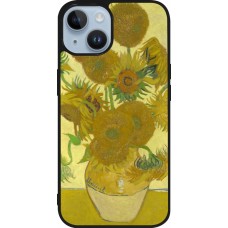 iPhone 15 Case Hülle - Silikon schwarz Kunstbild - Sonnenblumen  - Van Gogh