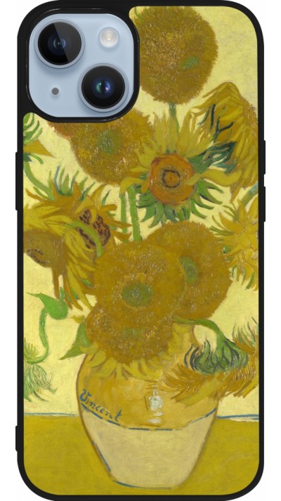 iPhone 15 Case Hülle - Silikon schwarz Kunstbild - Sonnenblumen  - Van Gogh