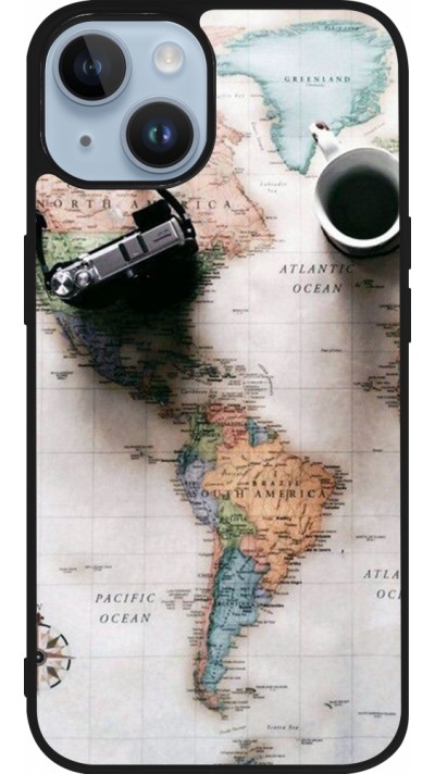 Coque iPhone 15 - Silicone rigide noir Travel 01