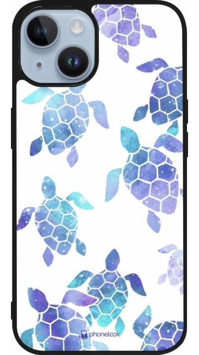 Coque iPhone 15 - Silicone rigide noir Turtles pattern watercolor