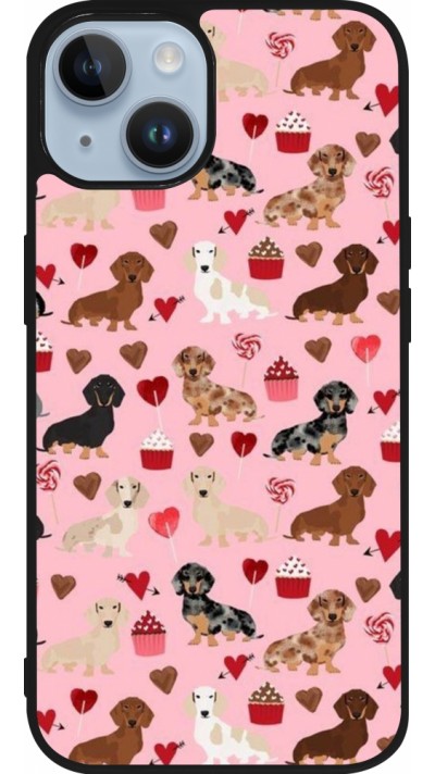 iPhone 15 Case Hülle - Silikon schwarz Valentine 2024 puppy love