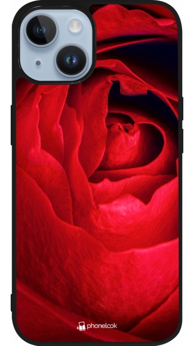 Coque iPhone 15 - Silicone rigide noir Valentine 2022 Rose