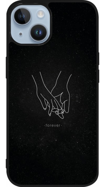 Coque iPhone 15 - Silicone rigide noir Valentine 2023 hands forever