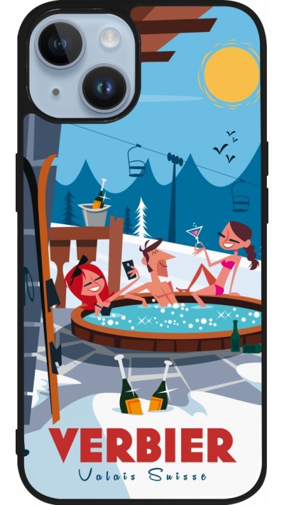 iPhone 15 Case Hülle - Silikon schwarz Verbier Mountain Jacuzzi