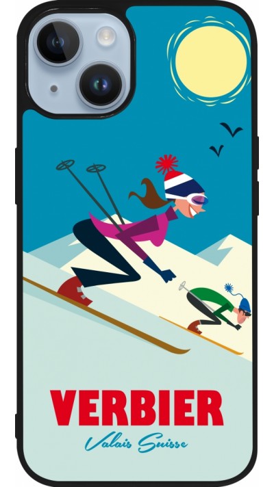 iPhone 15 Case Hülle - Silikon schwarz Verbier Ski Downhill