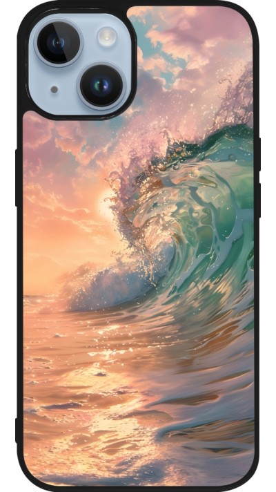 iPhone 15 Case Hülle - Silikon schwarz Wave Sunset