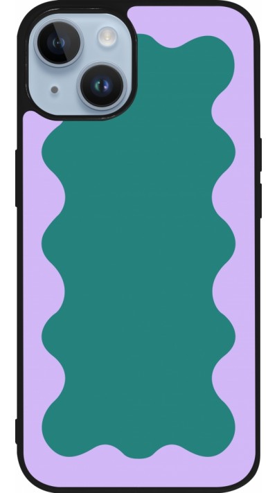 iPhone 15 Case Hülle - Silikon schwarz Wavy Rectangle Green Purple