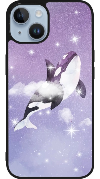 iPhone 15 Case Hülle - Silikon schwarz Whale in sparking stars