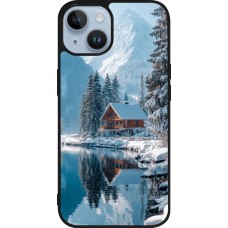 iPhone 15 Case Hülle - Silikon schwarz Winter 25 Winter house forest day