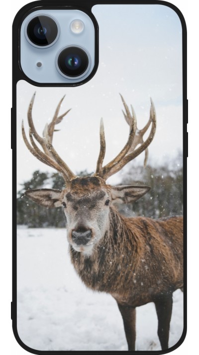 iPhone 15 Case Hülle - Silikon schwarz Winter 25 Winter reindeer