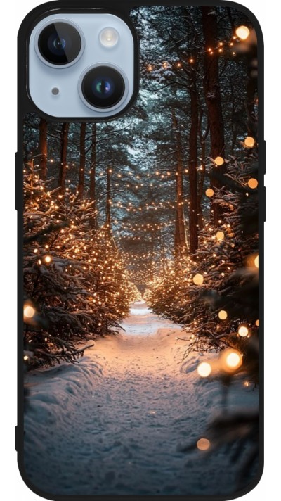 iPhone 15 Case Hülle - Silikon schwarz Winter 25 Winter snowy road