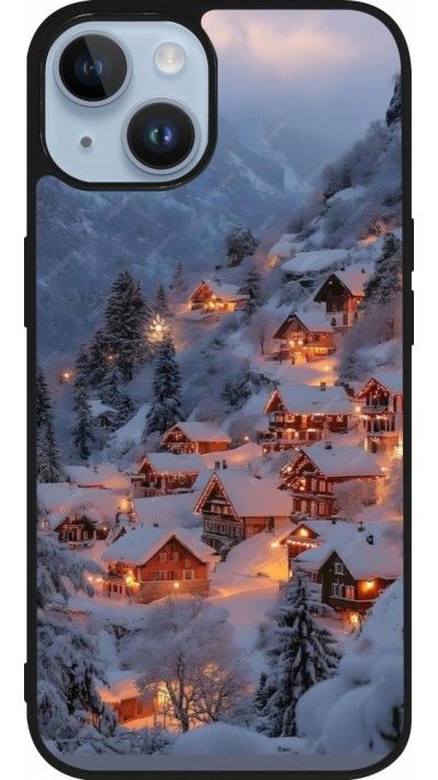iPhone 15 Case Hülle - Silikon schwarz Winter 25 Winter snowy village