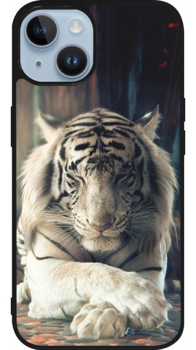 iPhone 15 Case Hülle - Silikon schwarz Zen Tiger
