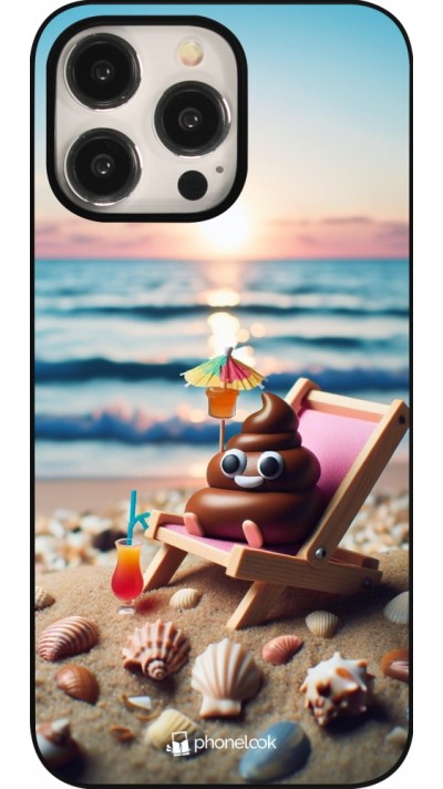 Coque iPhone 15 Pro Max - Emoji caca sur chaise longue
