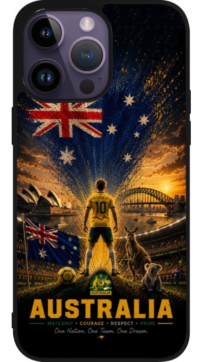 iPhone 15 Pro Max Case Hülle - Silikon schwarz Fussball Australien splash 2026