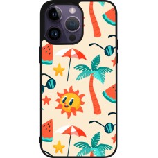 iPhone 15 Pro Max Case Hülle - Silikon schwarz Summer 2025 Pattern soleil