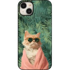 iPhone 15 Plus Case Hülle - Cat Summer Palms